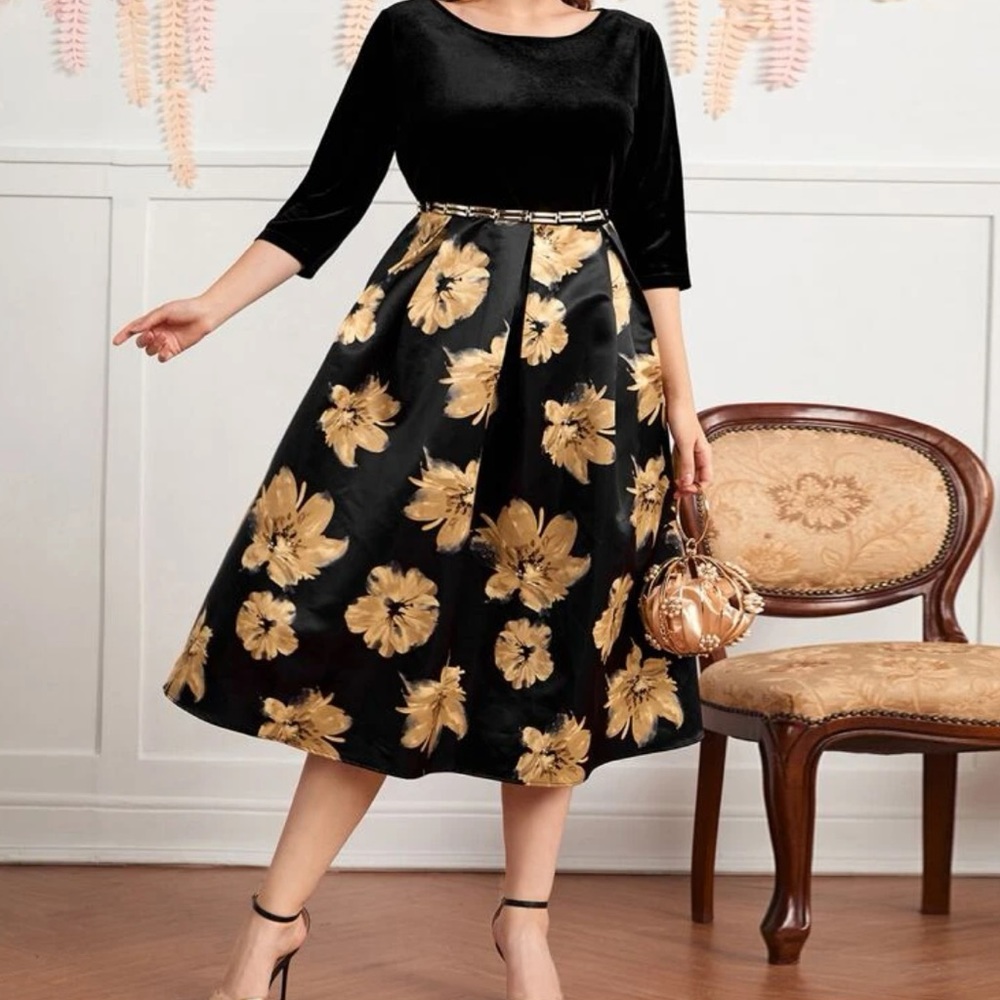 Elegant Yellow Floral Dress